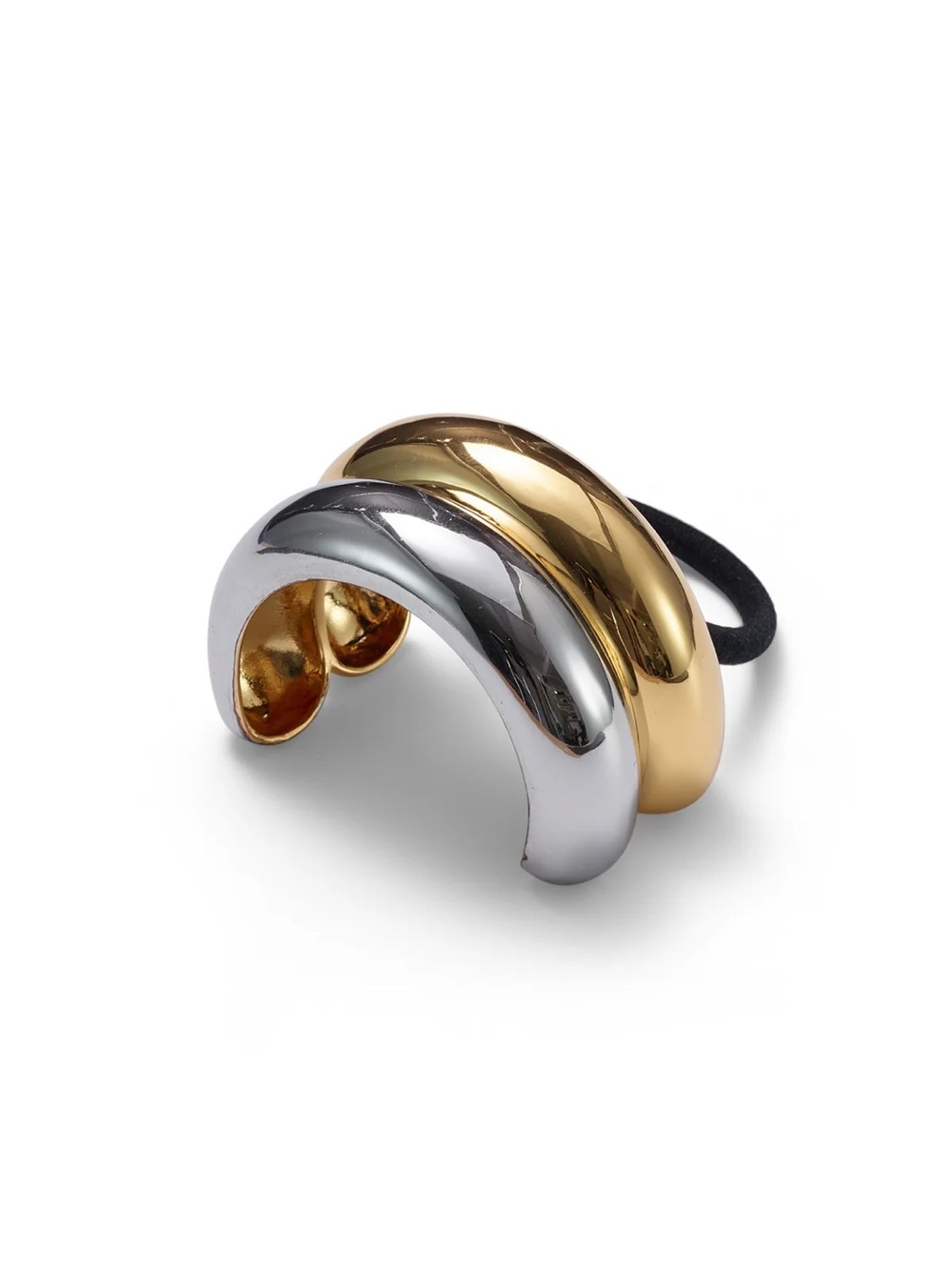 Lelet NY MIXED METAL DOUBLE ARCH PONY HAIR CUFF Gold and Silver Band NWT - Picture 2 of 11